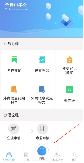 中原區網(wǎng)上注冊分公司的流程之a(chǎn)pp掃碼登記河南全程電子化服務(wù)平臺