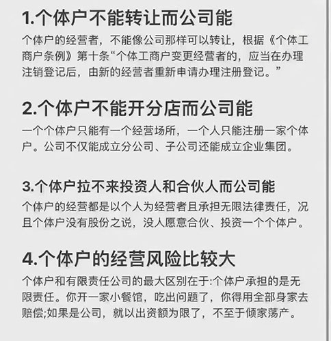 個(gè)體戶(hù)跟有限責任公司的區別